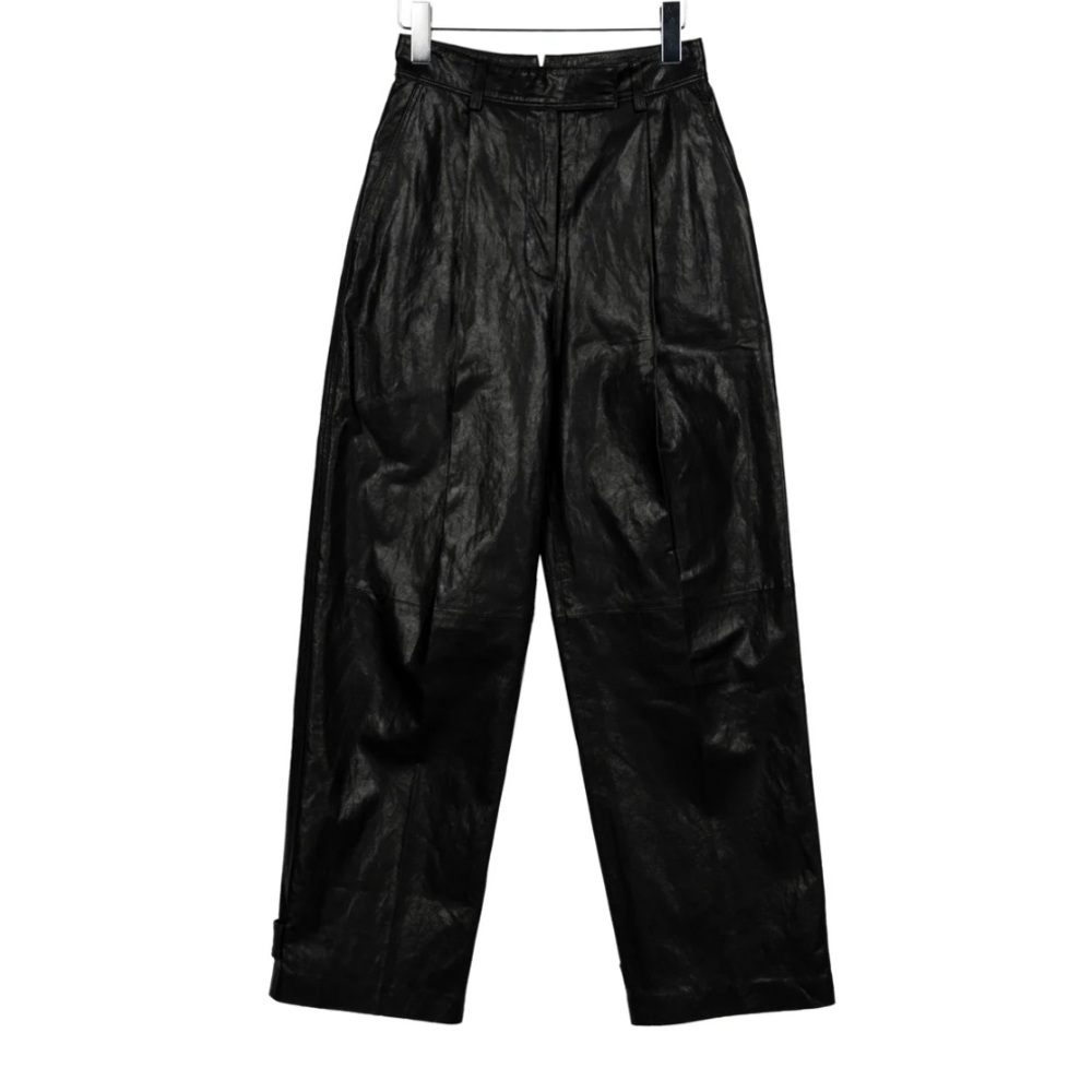DRAE Long wide leg pants trousers faux leather pleather